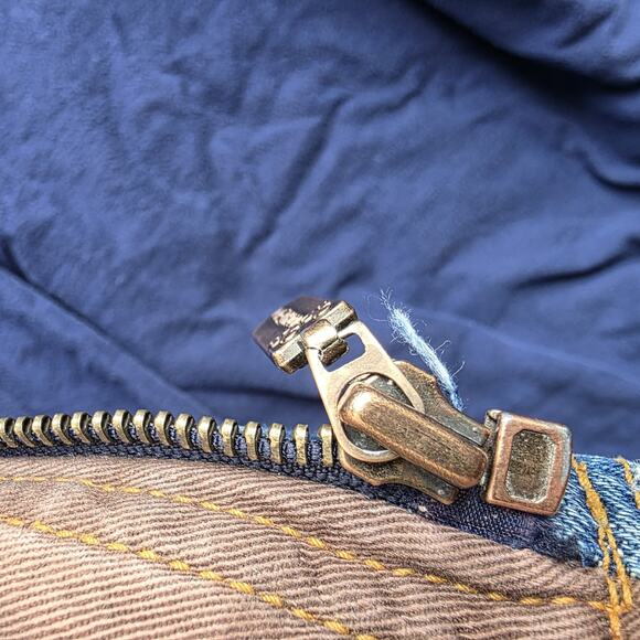 VTG 90s Izzi Western Denim Jacket Southwest Aztec Geometric Patchwork Oversize L - Picture 11 of 12